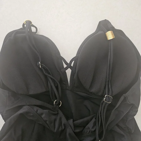 SHEIN Black Swim Dress 2X Summer Swim Vacation T-2406 - Picture 6 of 7